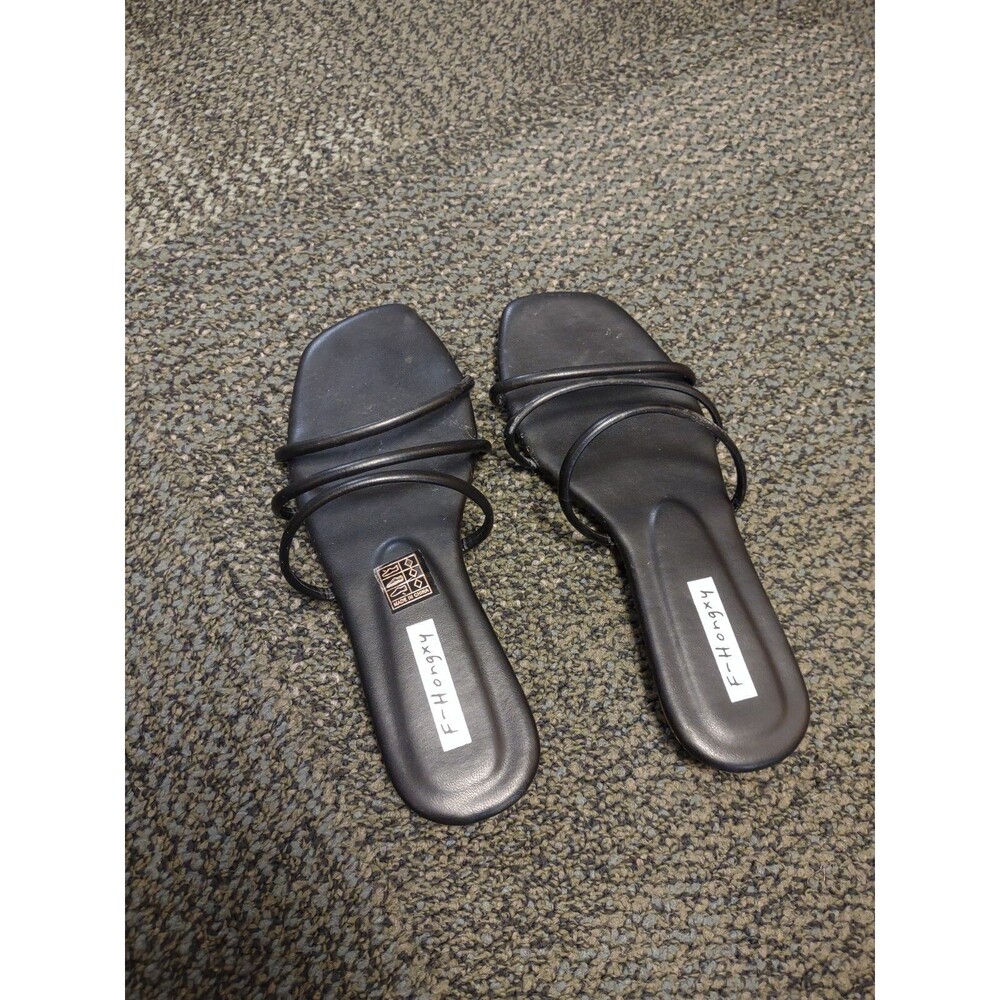 F-hongxy women’s black flat slides Cute Black Sandals Size 39